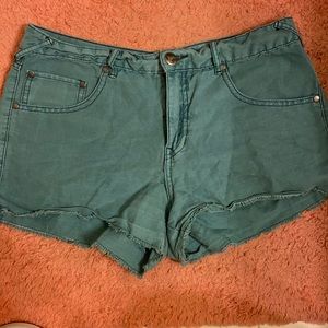 Faded Green Free People Denim Shorts